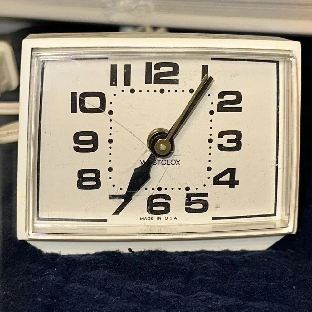 Vintage White Westclox Dialite Alarm Clock Model 22090-22540 Made in USA